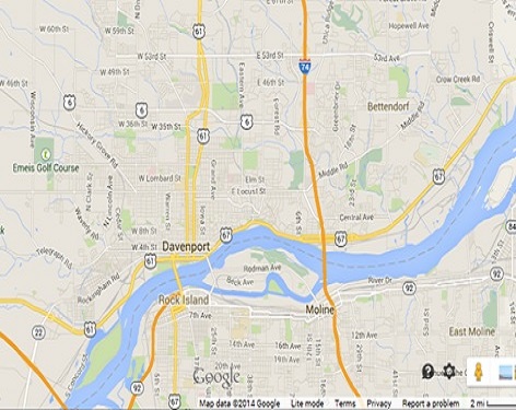 Map of Davenport, IA Quad Cities